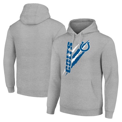 Unisex Indianapolis Colts Starter Heather Gray Color Scratch Fleece Pullover Hoodie