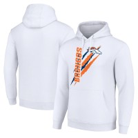 Unisex Denver Broncos Starter White Color Scratch Fleece Pullover Hoodie
