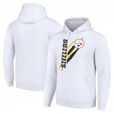 Unisex Pittsburgh Steelers Starter White Color Scratch Fleece Pullover Hoodie