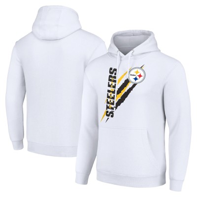 Unisex Pittsburgh Steelers Starter White Color Scratch Fleece Pullover Hoodie