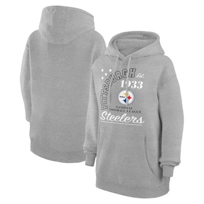 Unisex Pittsburgh Steelers Starter Heather Gray Arch Team Fleece Pullover Hoodie