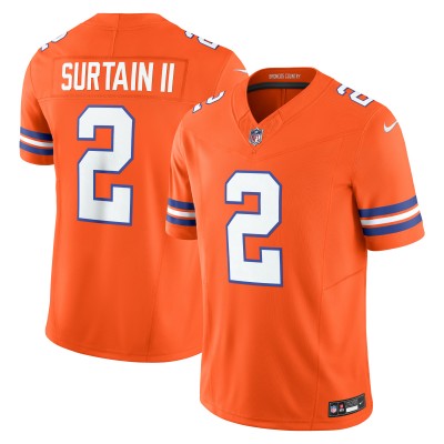 Джерси Denver Broncos Patrick Surtain II Nike Orange Alternate Mile High Collection 1977 Throwback Vapor F.U.S.E. Limited