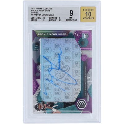 Trevor Lawrence Jacksonville Jaguars Autographed 2021 Panini Elements Purple #RNS-TRL #5/5 BGS Authenticated 9/10 Rookie Card - 9.5,9,9,8.5 Subgrades