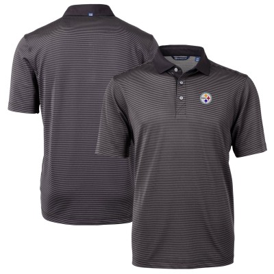 Pittsburgh Steelers Cutter & Buck Black/Gray Virtue Eco Pique Micro Stripe Recycled Polo