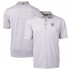 Pittsburgh Steelers Cutter & Buck Gray/White Virtue Eco Pique Micro Stripe Recycled Polo