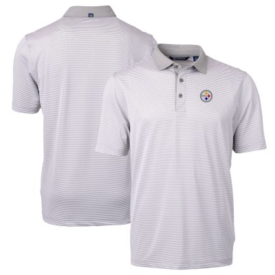 Pittsburgh Steelers Cutter & Buck Gray/White Virtue Eco Pique Micro Stripe Recycled Polo