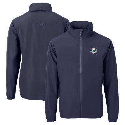 Miami Dolphins Cutter & Buck Navy Charter Eco Recycled Full-Zip Jacket