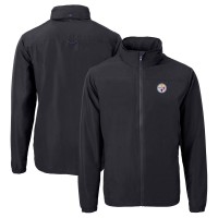 Pittsburgh Steelers Cutter & Buck Black Charter Eco Recycled Full-Zip Jacket