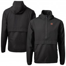 Cincinnati Bengals Cutter & Buck Black Charter Eco Recycled Anorak Half-Zip Jacket