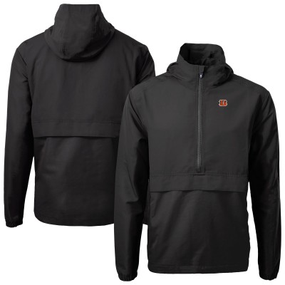 Cincinnati Bengals Cutter & Buck Black Charter Eco Recycled Anorak Half-Zip Jacket