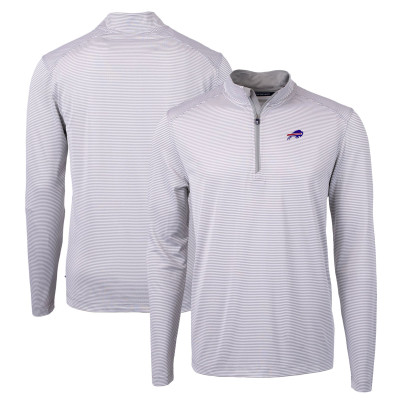 Пуловер Buffalo Bills Cutter & Buck Gray/White Virtue Eco Pique Micro Stripe Recycled Top
