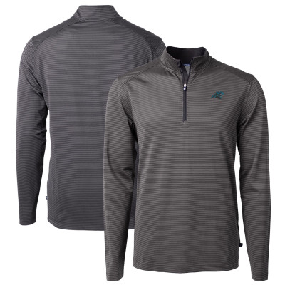 Пуловер Carolina Panthers Cutter & Buck Black/Gray Virtue Eco Pique Micro Stripe Recycled Top