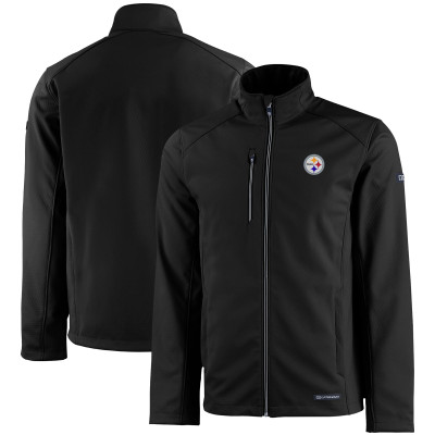 Куртка Pittsburgh Steelers Cutter & Buck Black Evoke Eco Softshell Recycled Full-Zip