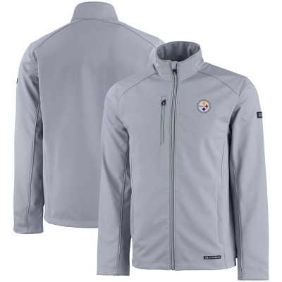 Pittsburgh Steelers Cutter & Buck Gray Evoke Eco Softshell Recycled Full-Zip Jacket