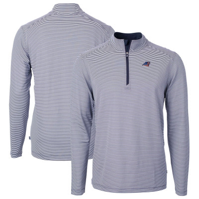 Пуловер Carolina Panthers Cutter & Buck Navy/White Virtue Eco Pique Micro Stripe Recycled Top