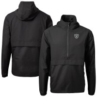 Las Vegas Raiders Cutter & Buck Black Charter Eco Recycled Anorak Half-Zip Jacket