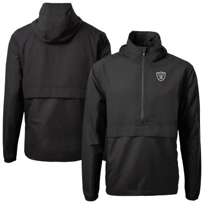 Las Vegas Raiders Cutter & Buck Black Charter Eco Recycled Anorak Half-Zip Jacket