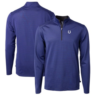 Кофта на короткой молнии Indianapolis Colts Cutter & Buck Virtue Eco Pique Micro Stripe Recycled - Royal/Black