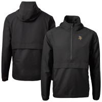 Minnesota Vikings Cutter & Buck Charter Eco Recycled Anorak Half-Zip Jacket - Black