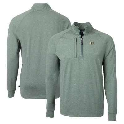 Green Bay Packers Cutter & Buck Heather Green Adapt Eco Knit Quarter-Zip Pullover Top