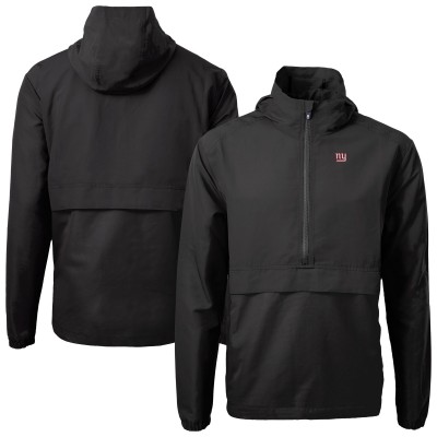 New York Giants Cutter & Buck Black Charter Eco Recycled Anorak Half-Zip Jacket