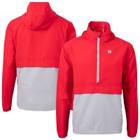 New York Giants Cutter & Buck Red Charter Eco Recycled Anorak Half-Zip Jacket