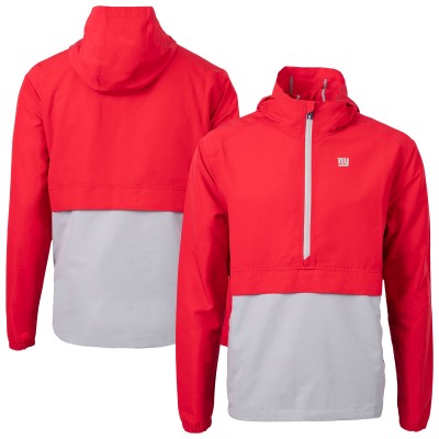 New York Giants Cutter & Buck Red Charter Eco Recycled Anorak Half-Zip Jacket