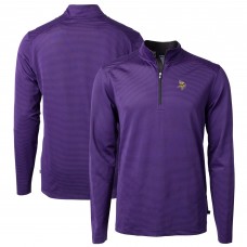Кофта на короткой молнии Minnesota Vikings Cutter & Buck Virtue Eco Pique Micro Stripe Recycled - Purple/Black