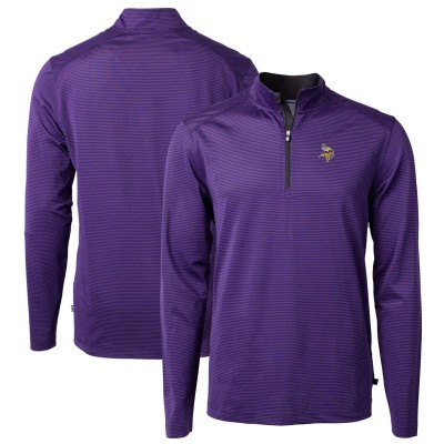 Кофта на короткой молнии Minnesota Vikings Cutter & Buck Virtue Eco Pique Micro Stripe Recycled - Purple/Black