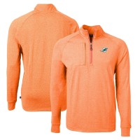 Miami Dolphins Cutter & Buck Heather Orange Adapt Eco Knit Quarter-Zip Pullover Top
