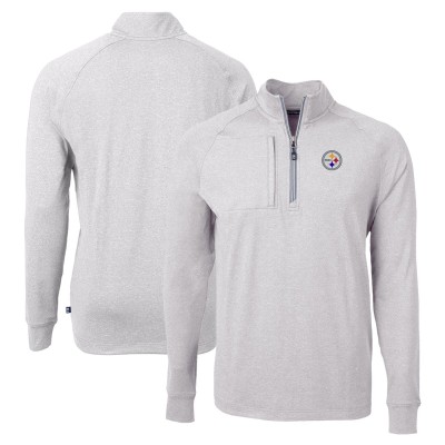 Pittsburgh Steelers Cutter & Buck Heather Gray Adapt Eco Knit Quarter-Zip Pullover Top