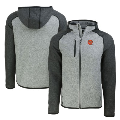 Толстовка на молнии Cincinnati Bengals Cutter & Buck Throwback Mainsail Sweater-Knit - Heather Gray/Heather Charcoal