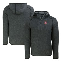 Denver Broncos Cutter & Buck Heather Charcoal Throwback Mainsail Sweater-Knit Full-Zip Hoodie