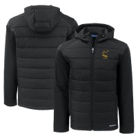 Pittsburgh Steelers Cutter & Buck Black Throwback Evoke Hybrid Eco Softshell Recycled Full-Zip Hoodie Jacket