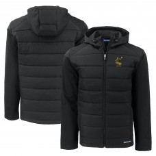 Pittsburgh Steelers Cutter & Buck Black Throwback Evoke Hybrid Eco Softshell Recycled Full-Zip Hoodie Jacket