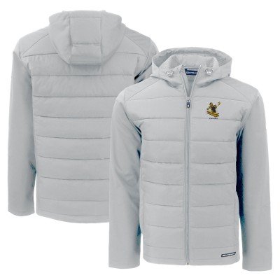Pittsburgh Steelers Cutter & Buck Gray Throwback Evoke Hybrid Eco Softshell Recycled Full-Zip Hoodie Jacket
