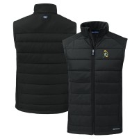 Green Bay Packers Cutter & Buck Black Throwback Evoke Hybrid Eco Softshell Recycled Full-Zip Vest