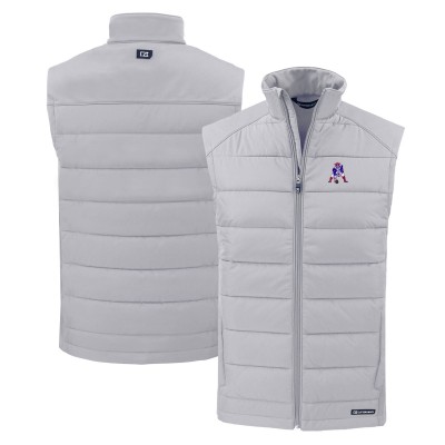 New England Patriots Cutter & Buck Gray Throwback Evoke Hybrid Eco Softshell Recycled Full-Zip Vest