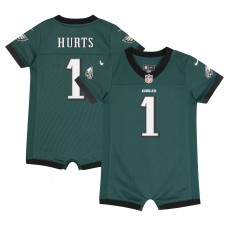 Newborn & Малышам Philadelphia Eagles Jalen Hurts Nike Midnight Green Game Romper Jersey