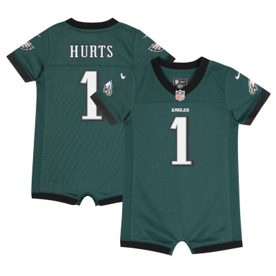 Newborn & Малышам Philadelphia Eagles Jalen Hurts Nike Midnight Green Game Romper Jersey