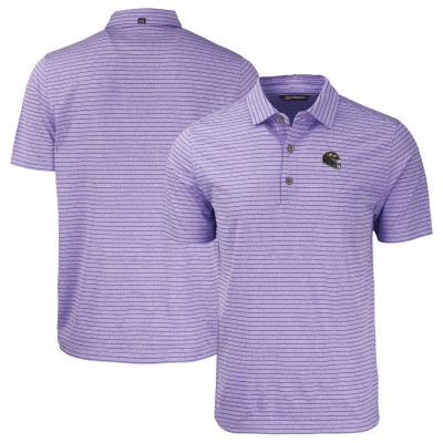 Baltimore Ravens Cutter & Buck Heather Purple Helmet Forge Eco Heather Stripe Stretch Recycled Polo
