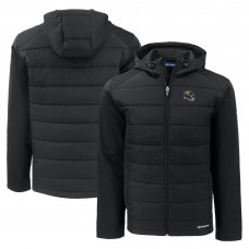 Jacksonville Jaguars Cutter & Buck Black Helmet Evoke Hybrid Eco Softshell Recycled Full-Zip Hoodie Jacket
