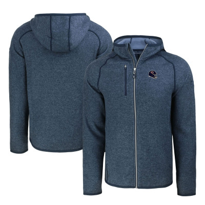 Толстовка Chicago Bears Cutter & Buck Heather Navy Helmet Mainsail Sweater-Knit Full-Zip