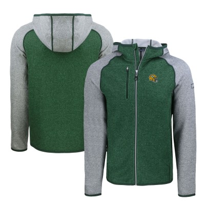 Толстовка на молнии Green Bay Packers Cutter & Buck Heather Green/Heather Gray Helmet Mainsail Sweater-Knit