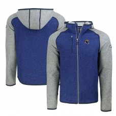 Толстовка на молнии Los Angeles Rams Cutter & Buck  Helmet Mainsail Sweater-Knit - Royal/Heather Gray