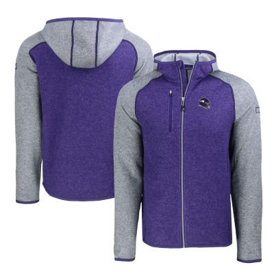 Толстовка на молнии Minnesota Vikings Cutter & Buck  Helmet Mainsail Sweater-Knit - Heather Purple/Heather Gray