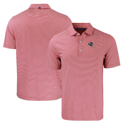 Поло Atlanta Falcons Cutter & Buck Red/White Helmet Forge Eco Double Stripe Stretch Recycled