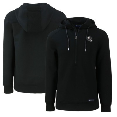 Pittsburgh Steelers Cutter & Buck Black Helmet Roam Eco Half-Zip Recycled Pullover Hoodie