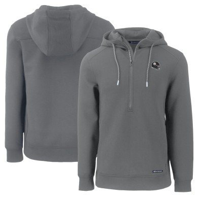 Pittsburgh Steelers Cutter & Buck Gray Helmet Roam Eco Half-Zip Recycled Pullover Hoodie