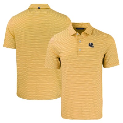 Pittsburgh Steelers Cutter & Buck Gold/White Helmet Forge Eco Double Stripe Stretch Recycled Polo